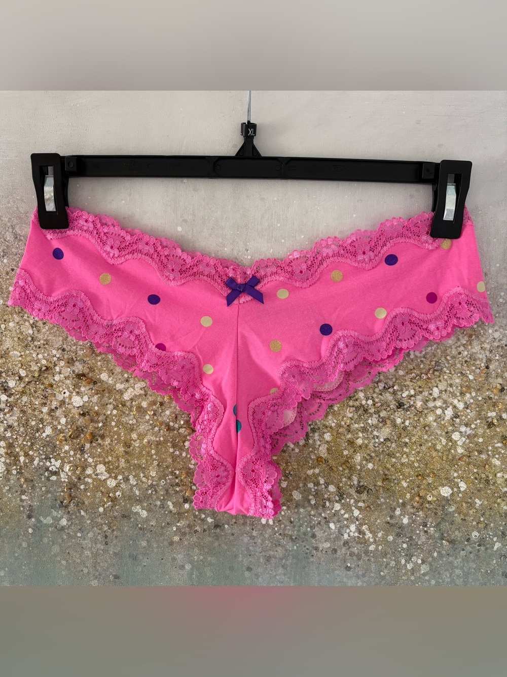Victoria’s Secret Hot Pink Polka Dot Lace Bikini Panty (NWOT)